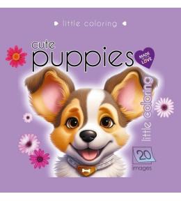 Kolorowanka 140x140 Słodkie pieski fioletowa