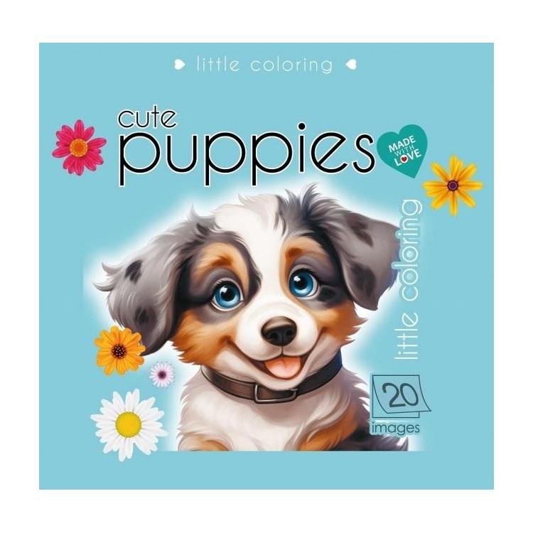 Kolorowanka 140x140 Słodkie pieski turkusowa