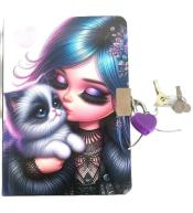 Pamiętnik z kłódką A6/64K gładki Dziewczynka z kot