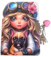 Pamiętnik z kłódką A6/64K gładki Dziewczynka z pie