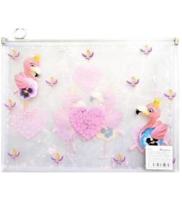 Teczka A4+ z plastikowym suwakiem Flamingi FRESH