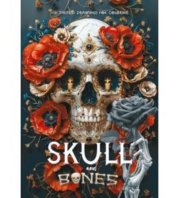 Kolorowanka A4 pionowa 8 obrazków Skull czerwone