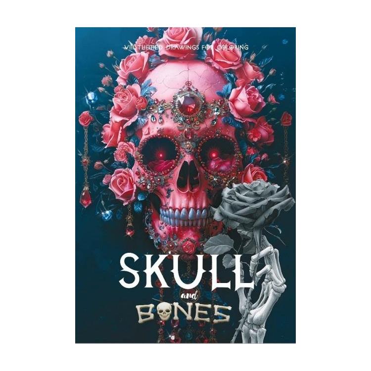 Kolorowanka A4 pionowa 8 obrazków Skull różowe