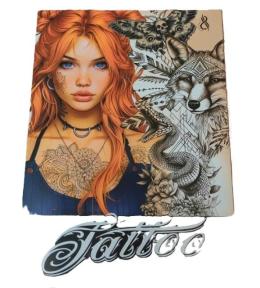 Kolorowanka A4 pionowa 8 obrazków Tattoo pomarańcz