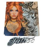 Kolorowanka A4 pionowa 8 obrazków Tattoo pomarańcz