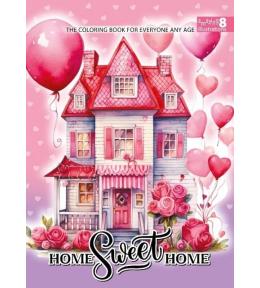 Kolorowanka A4 pionowa 8 obrazków Domki róż