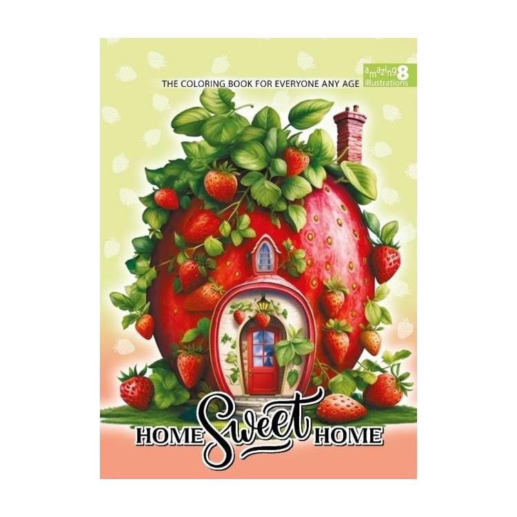 Kolorowanka A4 pionowa 8 obrazków Domki zielony