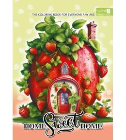 Kolorowanka A4 pionowa 8 obrazków Domki zielony