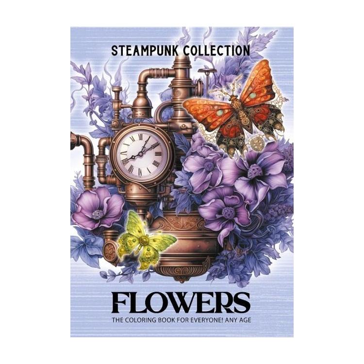 Kolorowanka A4 pionowa 8 obrazków Kwiaty fiolet