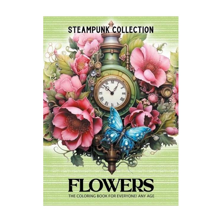 Kolorowanka A4 pionowa 8 obrazków Kwiaty zielony