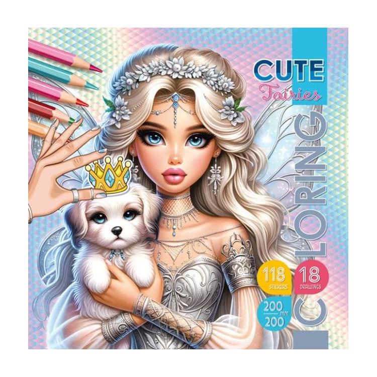 Kolorowanka z naklejkami 200x200 Urocze wróżki