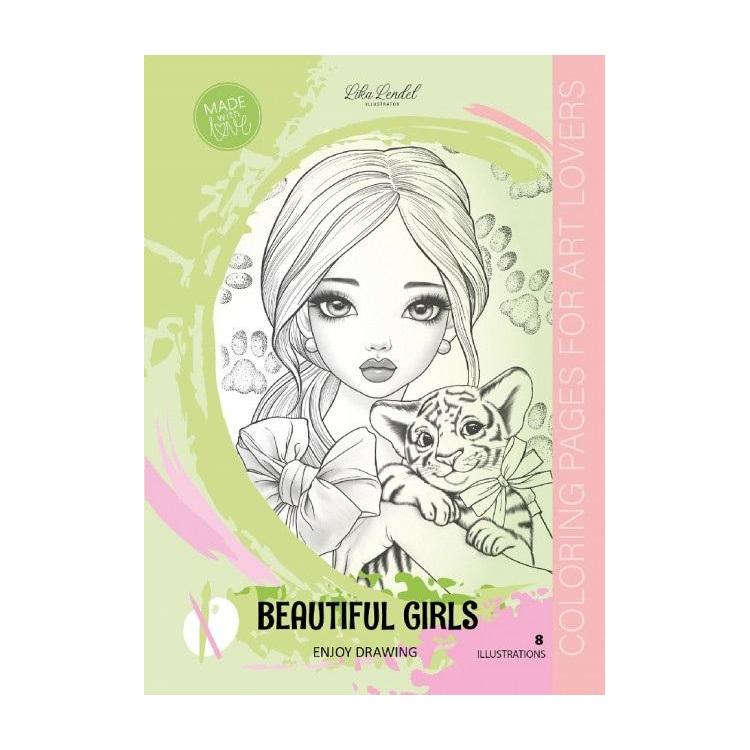 Kolorowanka A4 8 obrazków Beautiful Girls zielona