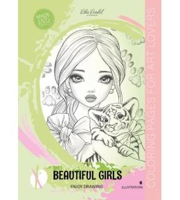 Kolorowanka A4 8 obrazków Beautiful Girls zielona