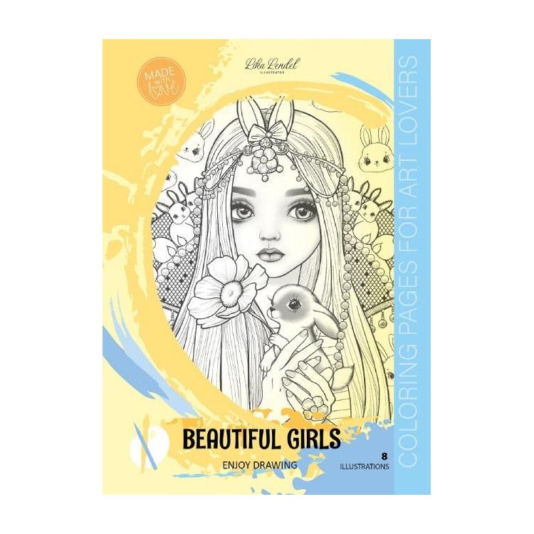 Kolorowanka A4 8 obrazków Beautiful Girls żółta
