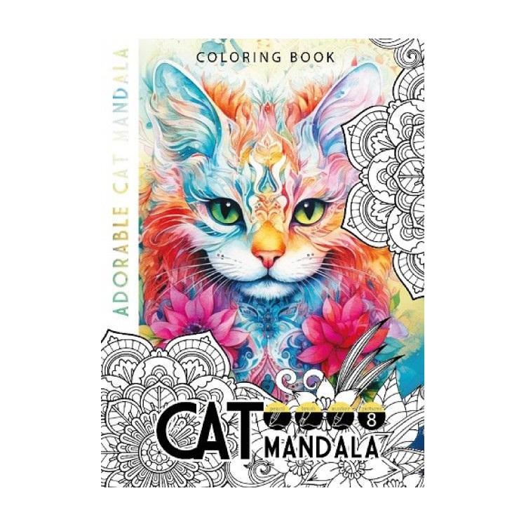 Kolorowanka A4 8 obrazków Cat mandala Koty