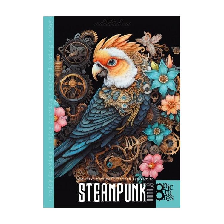 Kolorowanka A4 8 obrazków Steampunk Papuga