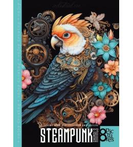 Kolorowanka A4 8 obrazków Steampunk Papuga