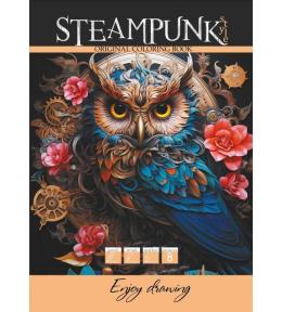 Kolorowanka A4 8 obrazków Steampunk Sowa