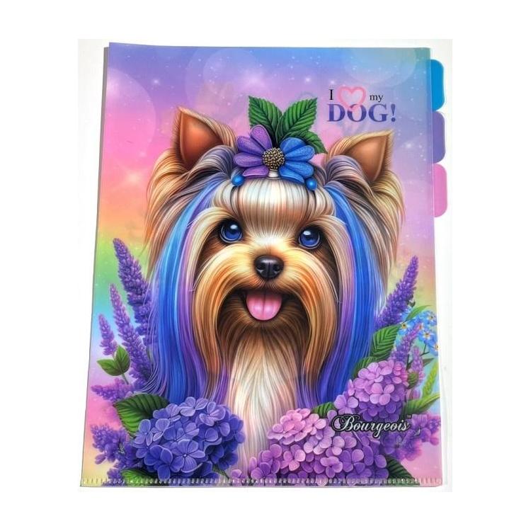 Teczka A4+ plastik 3 przegródki koszulka L Piesek