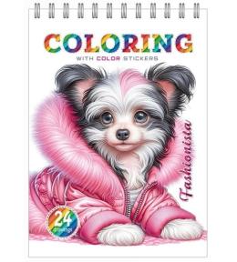 Kolorowanka 148x210 z naklejkami 12 stron Pieski