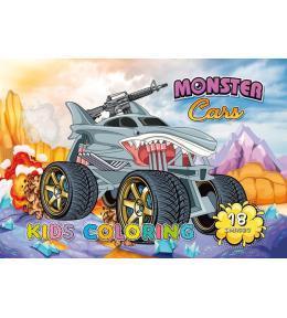 Kolorowanka A4 18 obrazków Monster cars