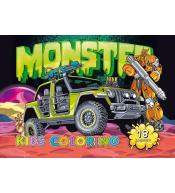 Kolorowanka A4 18 obrazków Potworne samochody