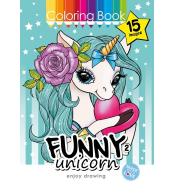 Kolorowanka A4 15 obrazków Zabawne jednorożce 2