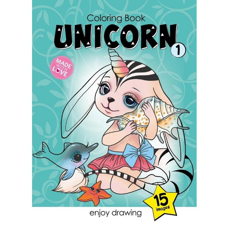 Kolorowanka A4 15 obrazków Jednorożce 1