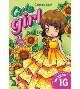 Kolorowanka A4 16 obrazków Urocza dziewczyna