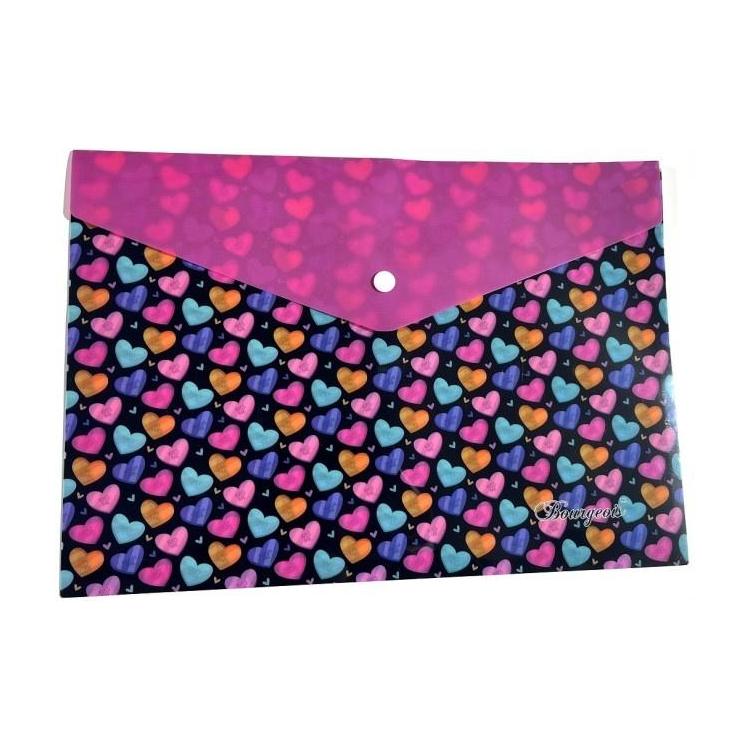 Teczka A4+ plastikowa z klipsem Serduszka