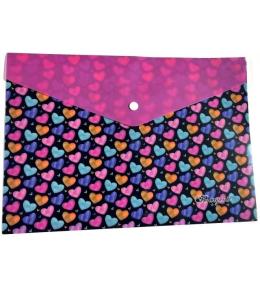 Teczka A4+ plastikowa z klipsem Serduszka