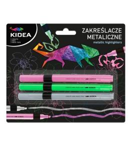 Zakreślacze metaliczne 3szt KIDEA