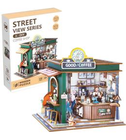 Uliczny zakątek drewniane puzzle 3D kawiarenka