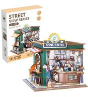 Uliczny zakątek drewniane puzzle 3D kawiarenka