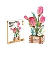 DIY drewniane kwiatki 3D tulipany