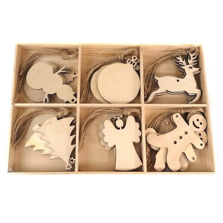 Zestaw zawieszek świątecznych drewniane 30szt