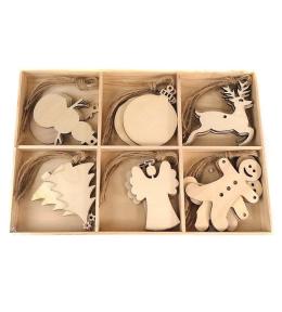 Zestaw zawieszek świątecznych drewniane 30szt