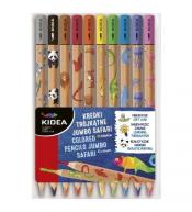 Kredki trójkątne Jumbo Safari 10 kolorów KIDEA