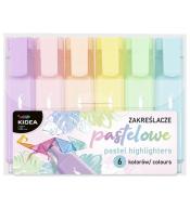 Zakreślacze pastelowe 6 kolorów KIDEA