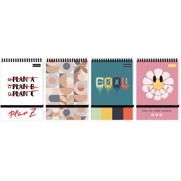 Kołonotes A6/96K kratka na gumkę UV mix (10szt)