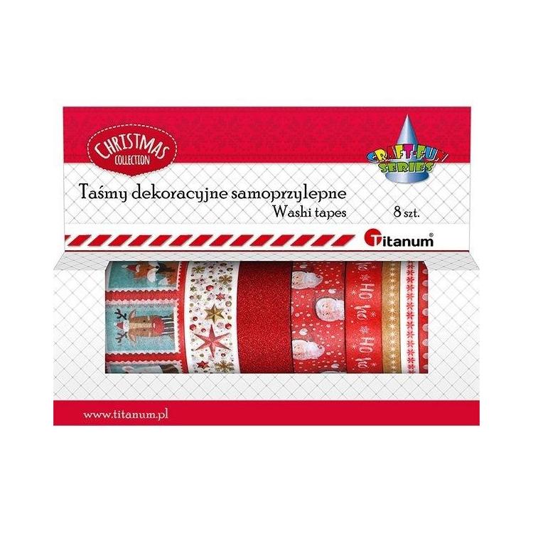 Taśmy washi tape świąteczne 8szt