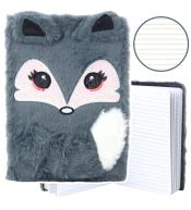 Notatnik pluszowy A5/80K linia Lisek szary