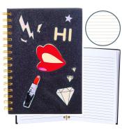 Notatnik A5/80K linia brokatowy czarny