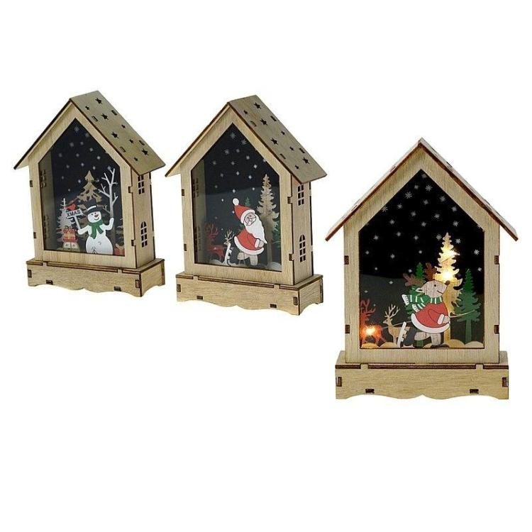 Ozdoba świąteczna drewniana ze światłem MIX