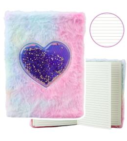 Notatnik pluszowy A5/80K linia Serce z konfetti