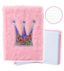 Notatnik pluszowy A5/80K linia Korona z konfetti