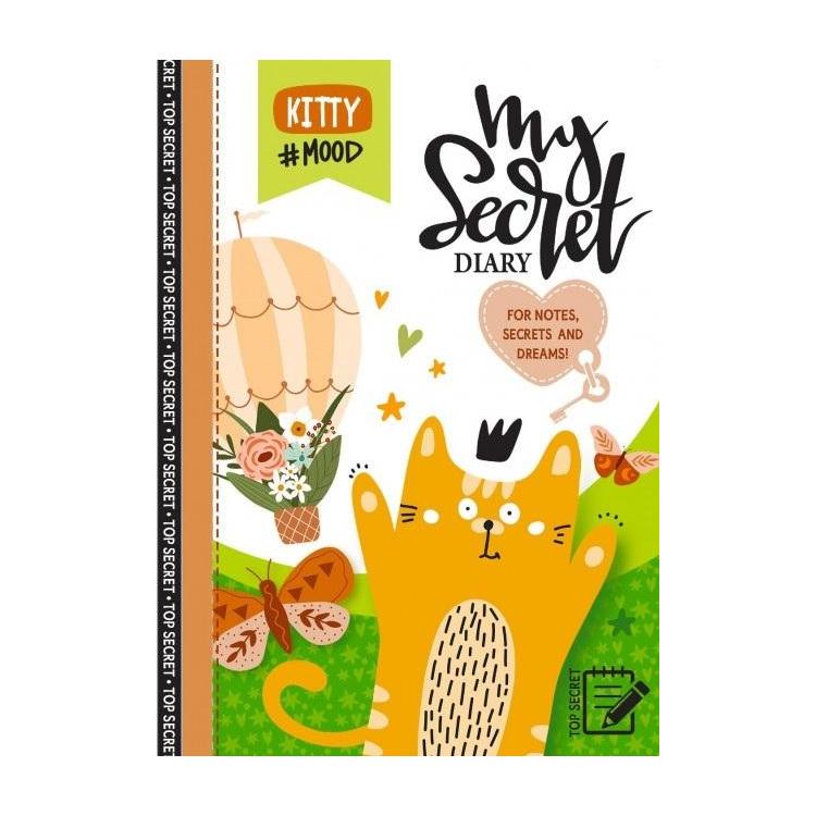 Pamiętnik 135x197/48K kratka TW brokat Kot