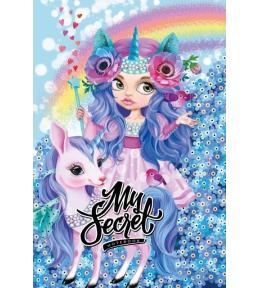 Pamiętnik 135x197/48K kratka TW brokat Jednorożce