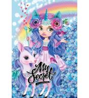 Pamiętnik 135x197/48K kratka TW brokat Jednorożce