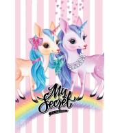 Pamiętnik 135x197/48K kratka TW brokat Jednorożce